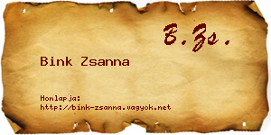 Bink Zsanna névjegykártya